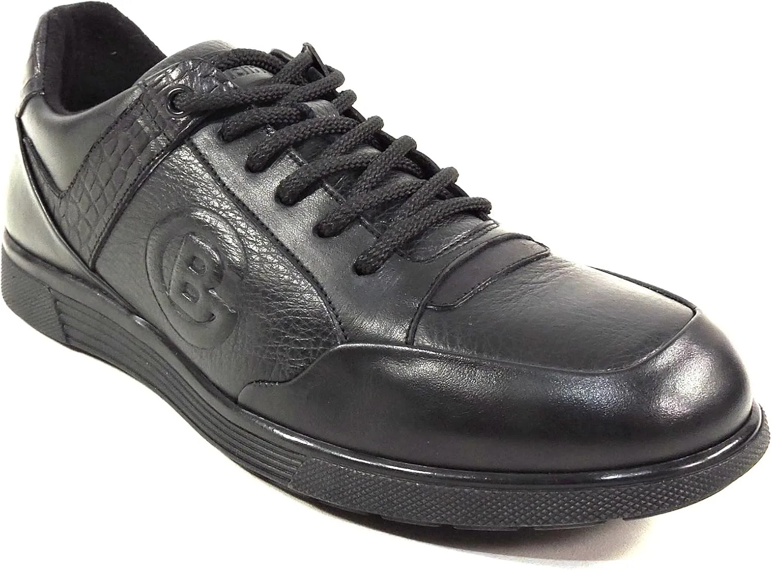 Baldinini Men's Black Leather Comfort Sneakers with Fur Insole