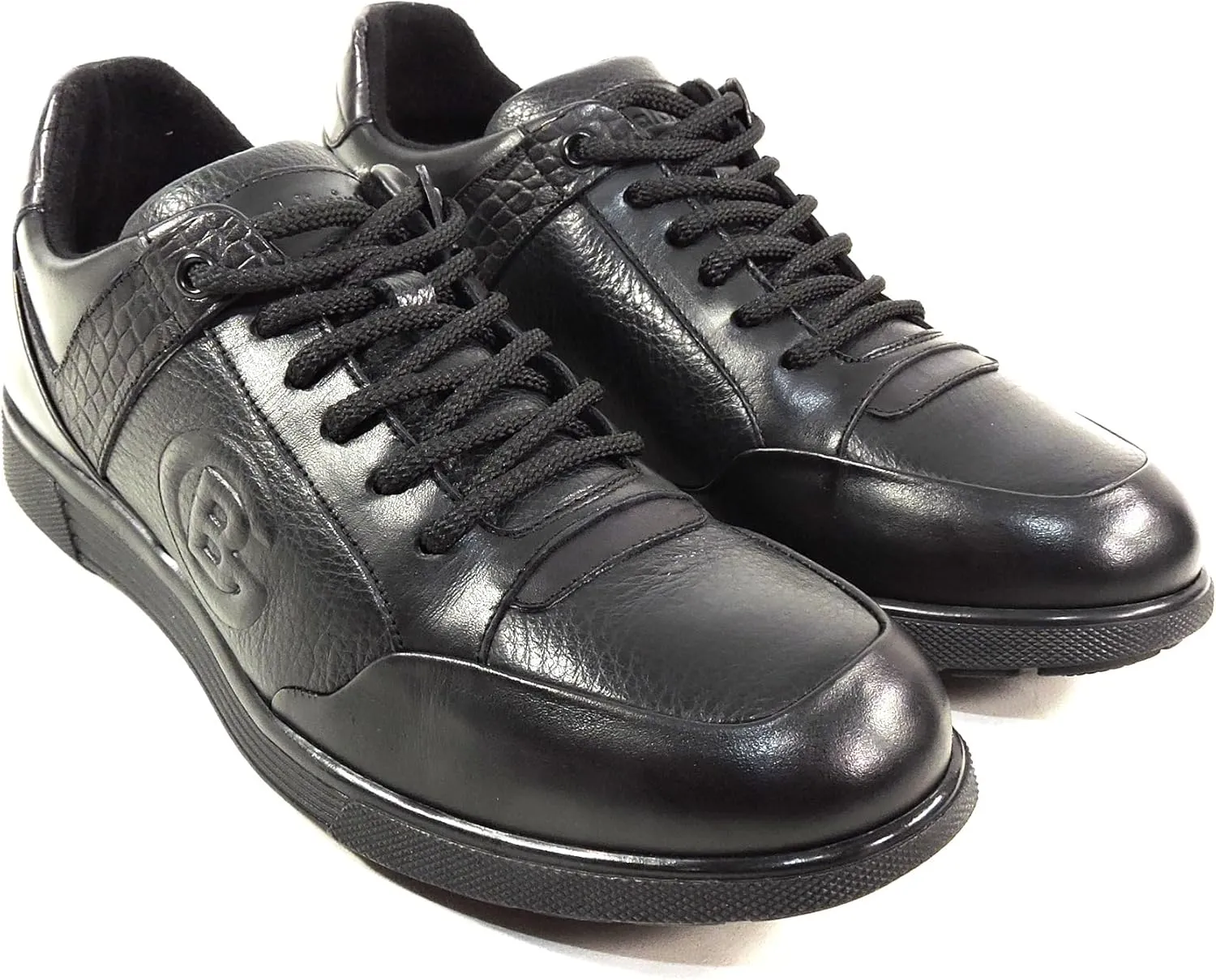 Baldinini Men's Black Leather Comfort Sneakers with Fur Insole