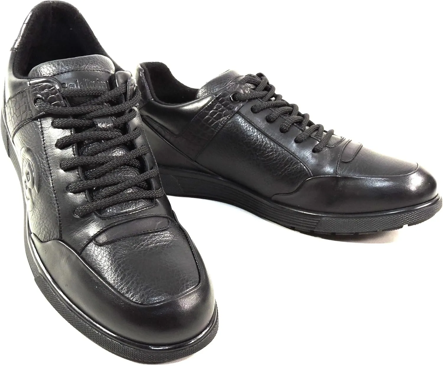Baldinini Men's Black Leather Comfort Sneakers with Fur Insole