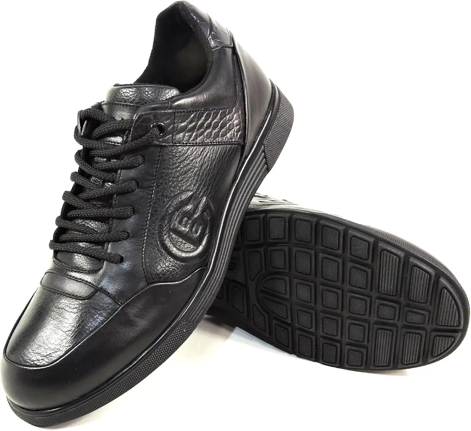 Baldinini Men's Black Leather Comfort Sneakers with Fur Insole
