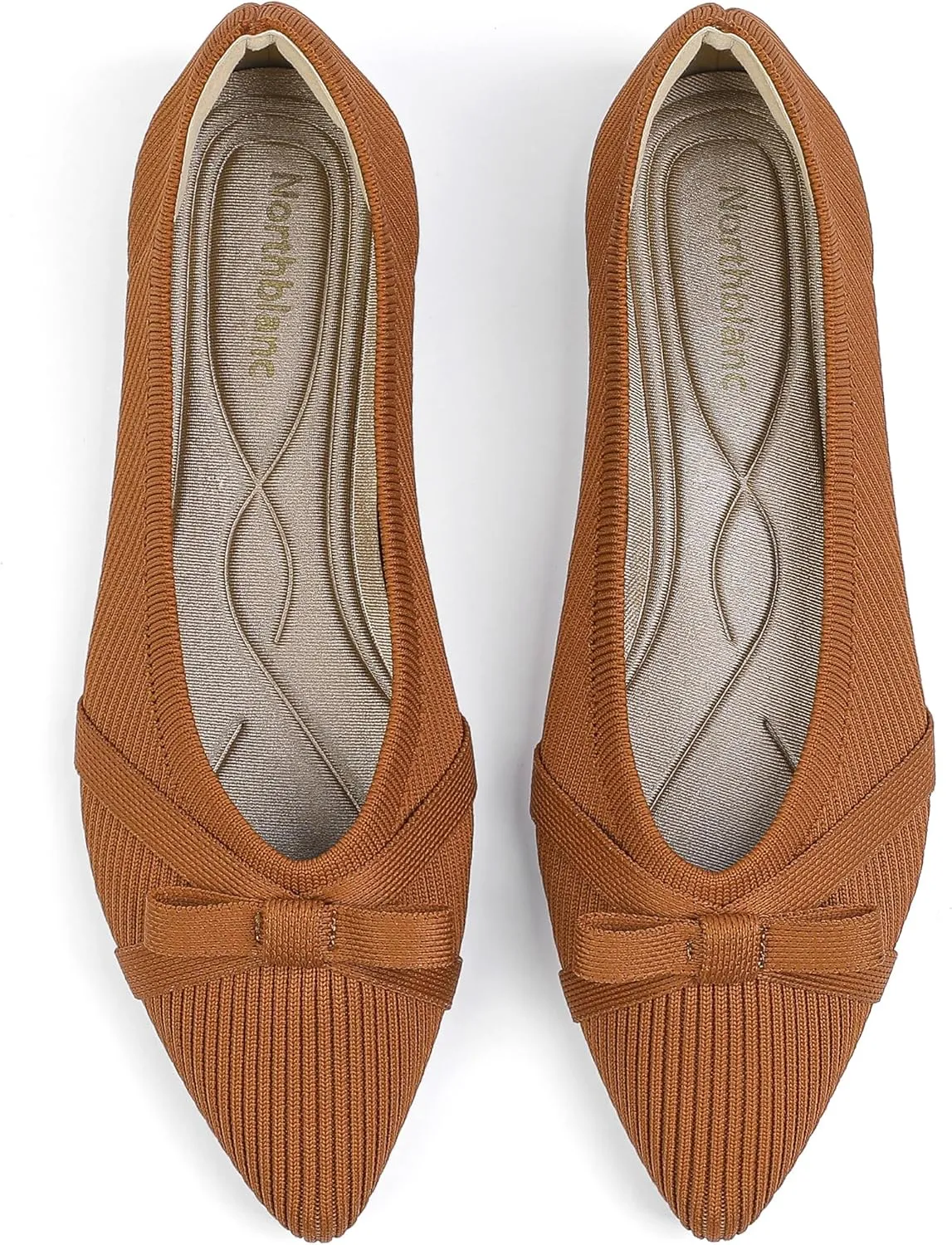 Ballet Flats Shoes for Women - Comfortable Casual Dressy Classic Softable Pointed Toe Bow Knit Work Office Shoe