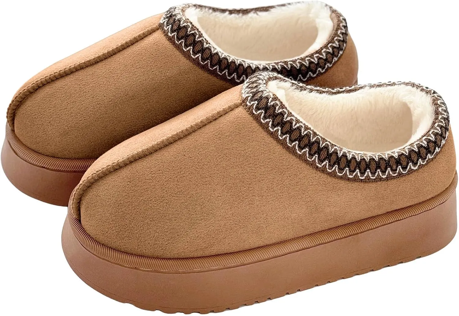 baobeijiadao Womens Platform Slippers Mini Boots Warm Fuzzy Cozy House Slippers Slip On Anti-Slip Winter Shoes for Women Indoor Outdoor