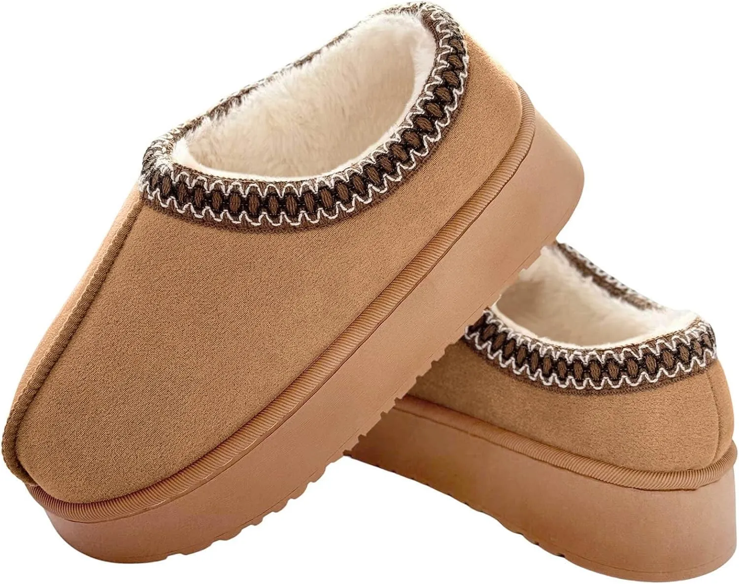 baobeijiadao Womens Platform Slippers Mini Boots Warm Fuzzy Cozy House Slippers Slip On Anti-Slip Winter Shoes for Women Indoor Outdoor