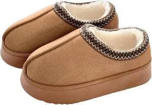 baobeijiadao Womens Platform Slippers Mini Boots Warm Fuzzy Cozy House Slippers Slip On Anti-Slip Winter Shoes for Women Indoor Outdoor