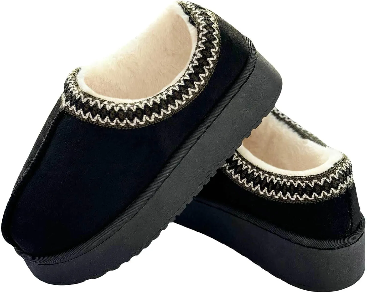 baobeijiadao Womens Platform Slippers Mini Boots Warm Fuzzy Cozy House Slippers Slip On Anti-Slip Winter Shoes for Women Indoor Outdoor