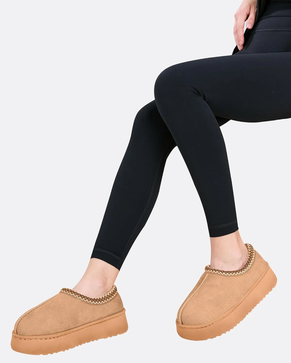 baobeijiadao Womens Platform Slippers Mini Boots Warm Fuzzy Cozy House Slippers Slip On Anti-Slip Winter Shoes for Women Indoor Outdoor