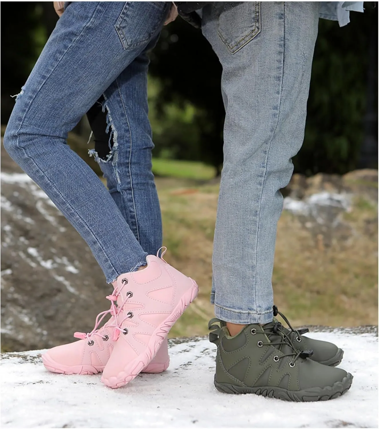 Barefoot Shoes Kids Waterproof, Kids Hiking Shoes,Boys Girls Anti-Slip Waterproof Minimalist High Top Snow Boots