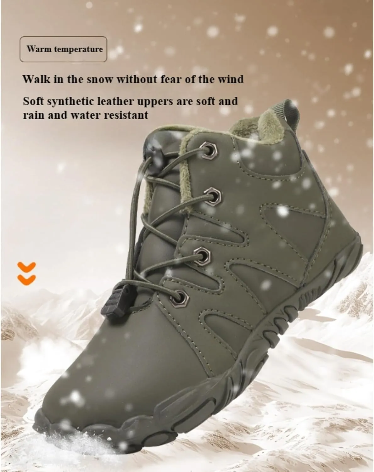 Barefoot Shoes Kids Waterproof, Kids Hiking Shoes,Boys Girls Anti-Slip Waterproof Minimalist High Top Snow Boots