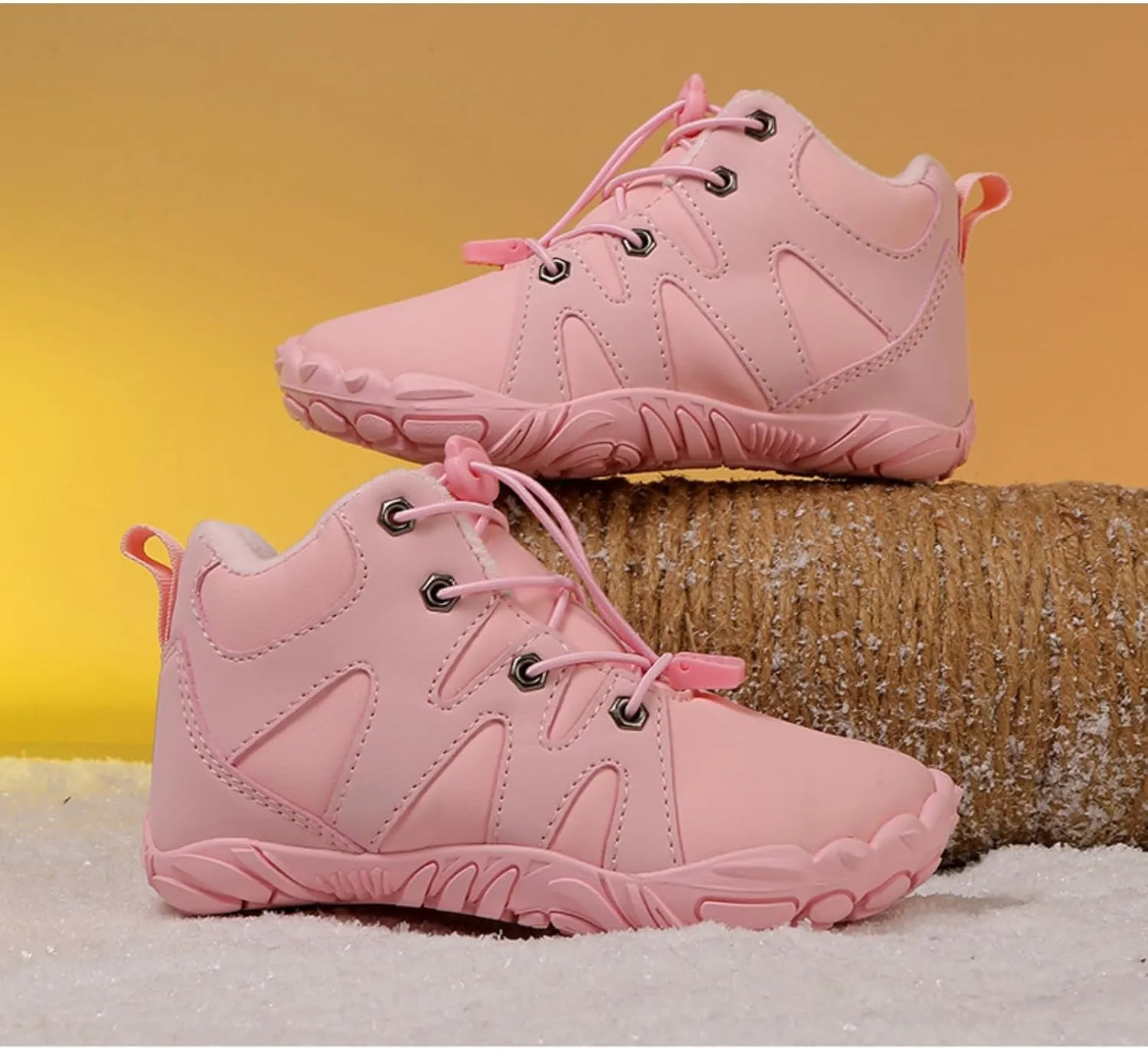 Barefoot Shoes Kids Waterproof, Kids Hiking Shoes,Boys Girls Anti-Slip Waterproof Minimalist High Top Snow Boots