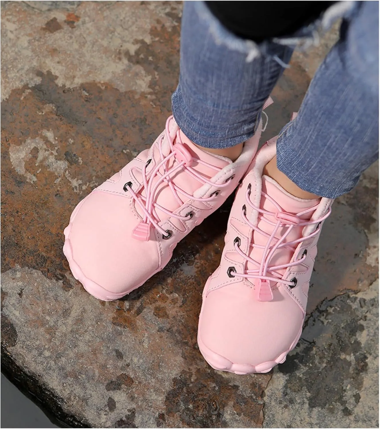 Barefoot Shoes Kids Waterproof, Kids Hiking Shoes,Boys Girls Anti-Slip Waterproof Minimalist High Top Snow Boots