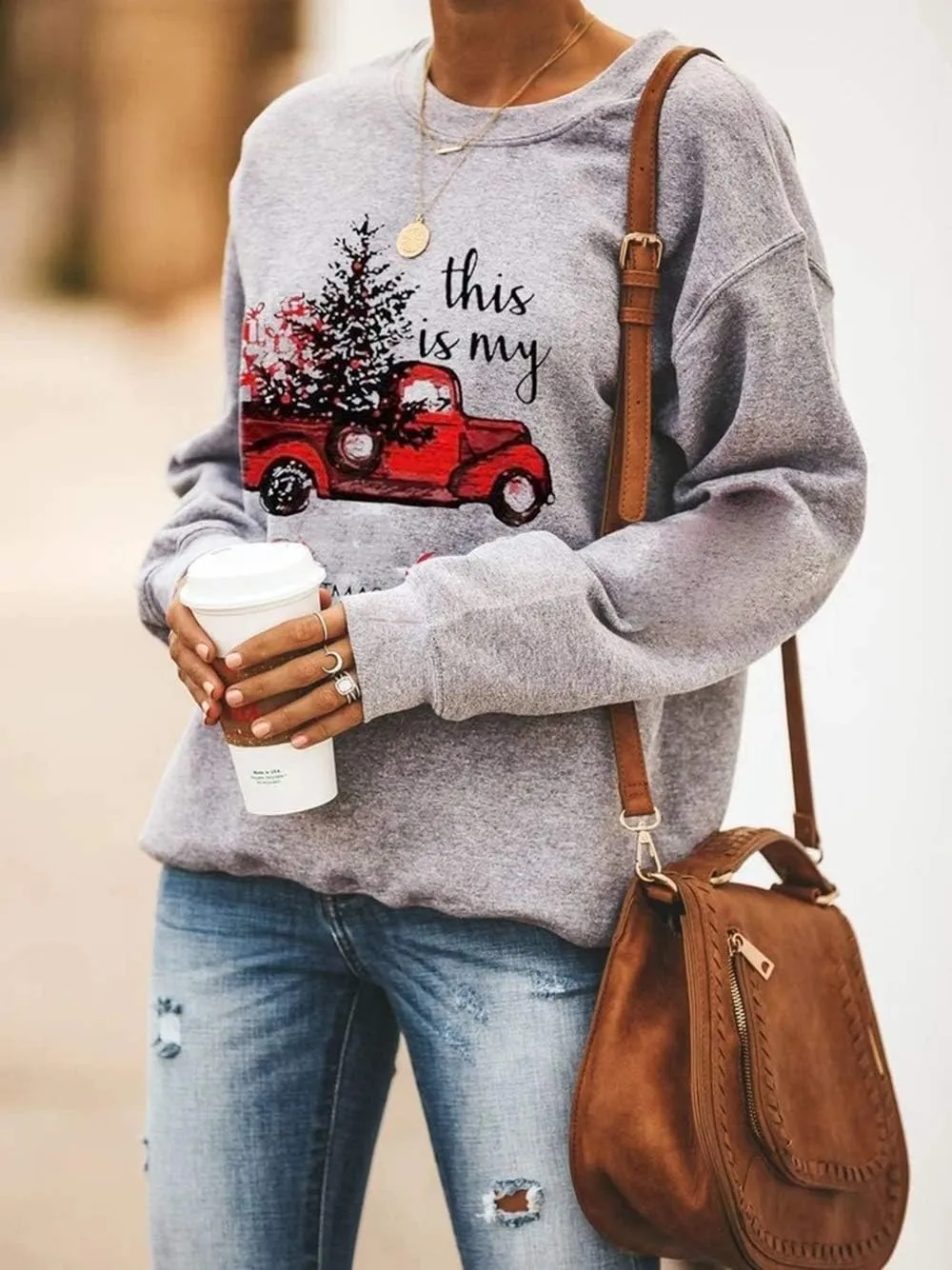 Barlver Women Christmas Fleece Sweaters Long Sleeve Fuzzy Sweatshirts Holiday Graphic Shirts