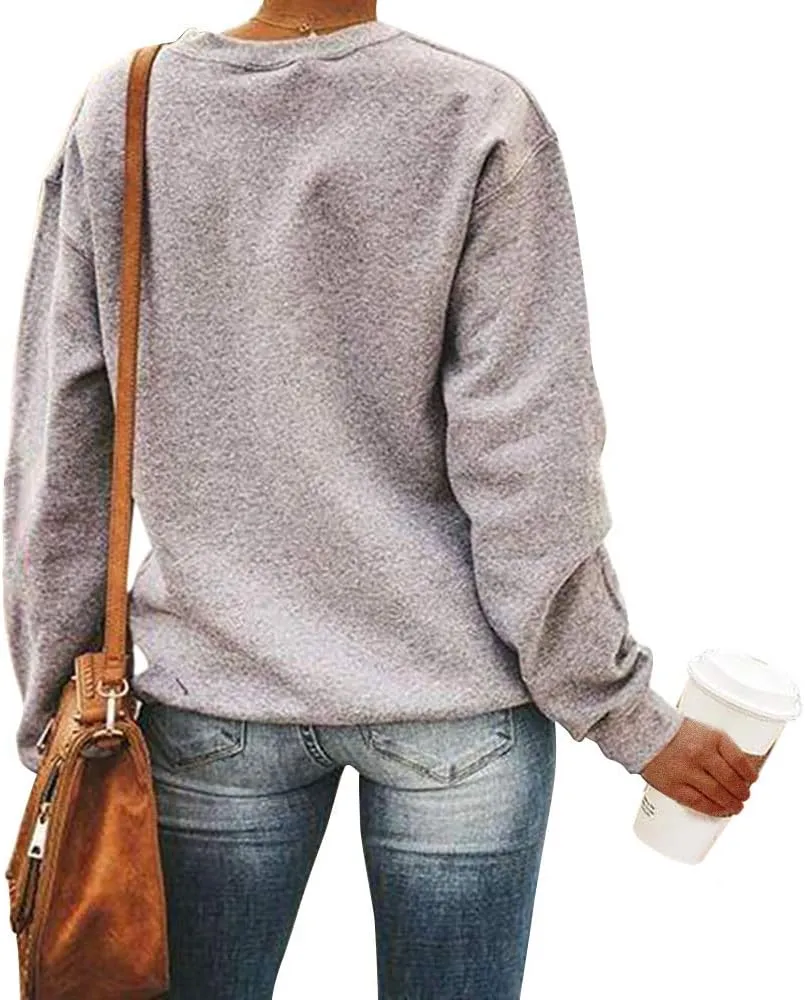 Barlver Women Christmas Fleece Sweaters Long Sleeve Fuzzy Sweatshirts Holiday Graphic Shirts