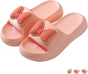 Beach Sandals Bow Tie Slides Slippers for Women Summer Sandals Non Slip Fashion Shower Slippers with Bows Open Toe Slides Thick Sole Home Shoes Bathroom Slippers