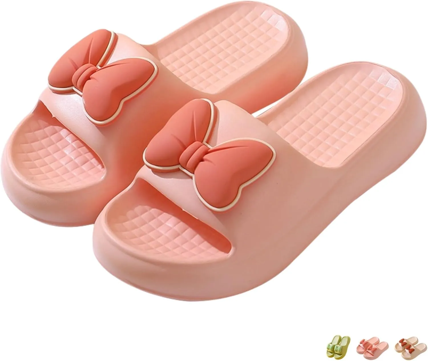 Beach Sandals Bow Tie Slides Slippers for Women Summer Sandals Non Slip Fashion Shower Slippers with Bows Open Toe Slides Thick Sole Home Shoes Bathroom Slippers