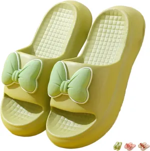 Beach Sandals Bow Tie Slides Slippers for Women Summer Sandals Non Slip Fashion Shower Slippers with Bows Open Toe Slides Thick Sole Home Shoes Bathroom Slippers