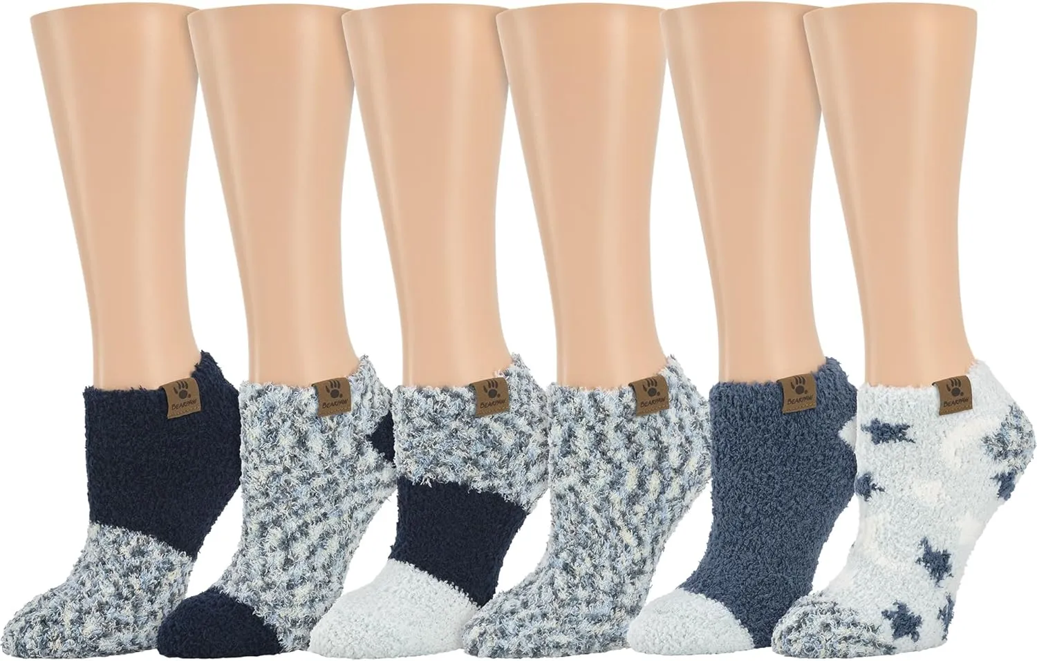 BEARPAW Ladies 6 Pair Pack Cozy Super Soft Warm Lounge Socks Multi Color Patterned Ankle and Low Cut Packs