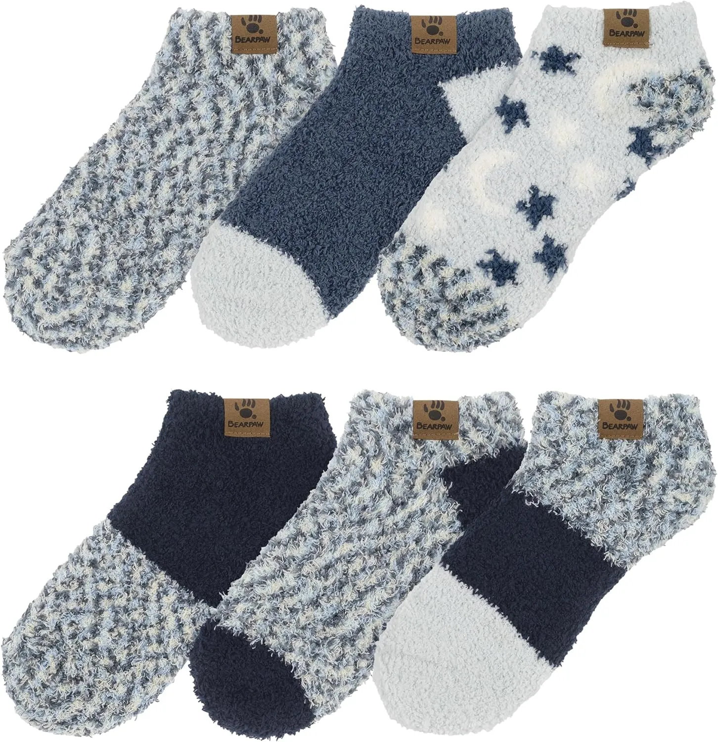 BEARPAW Ladies 6 Pair Pack Cozy Super Soft Warm Lounge Socks Multi Color Patterned Ankle and Low Cut Packs