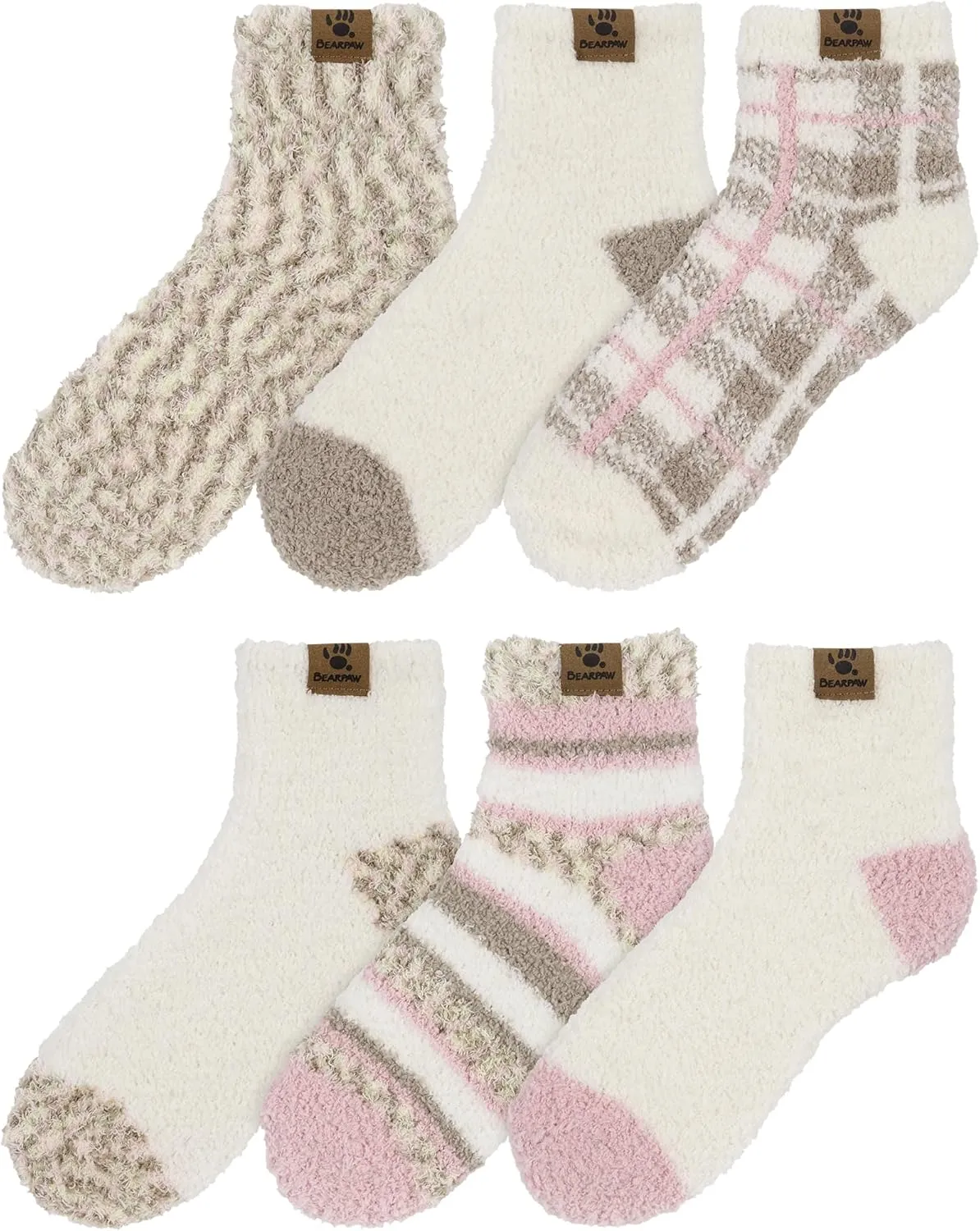 BEARPAW Ladies 6 Pair Pack Cozy Super Soft Warm Lounge Socks Multi Color Patterned Ankle and Low Cut Packs