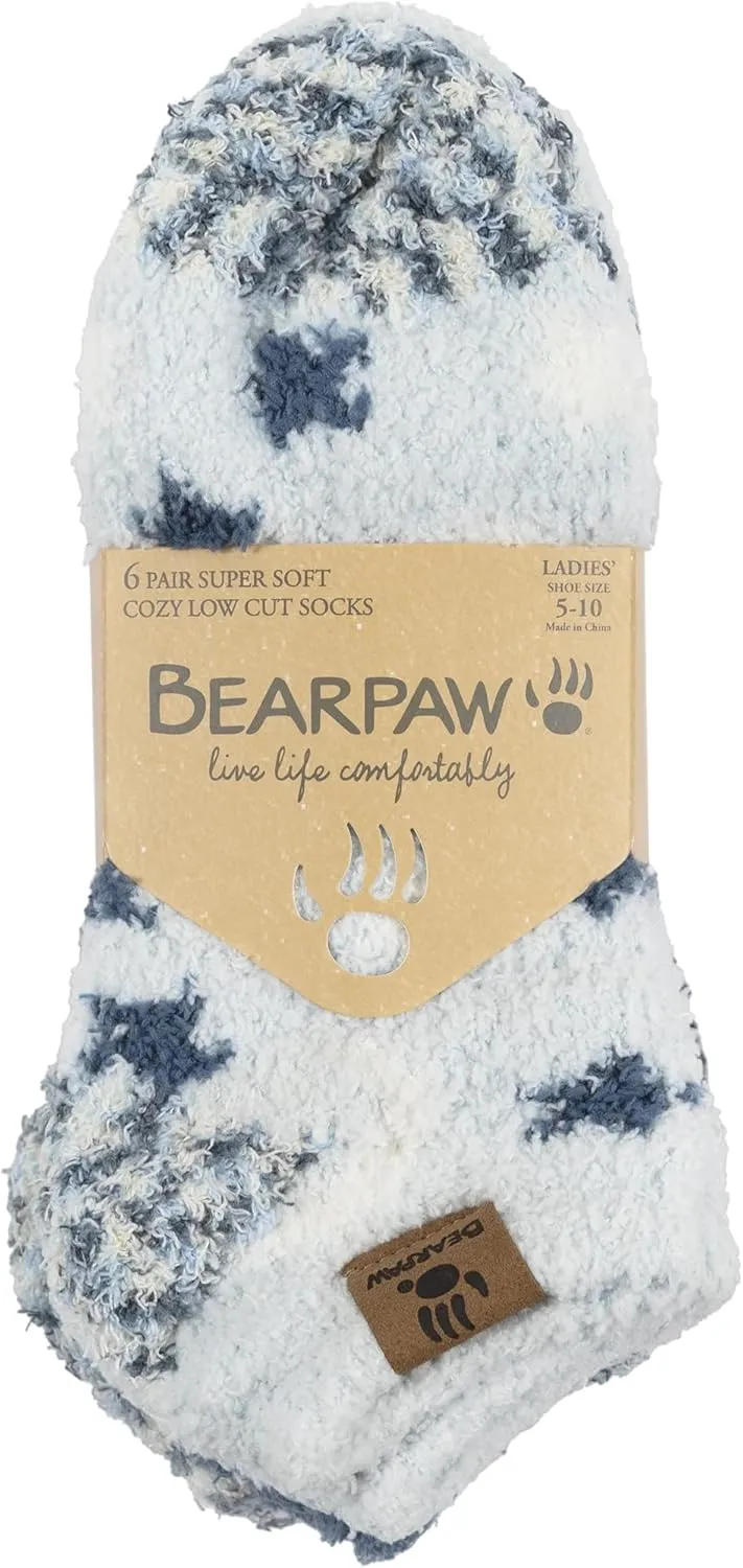 BEARPAW Ladies 6 Pair Pack Cozy Super Soft Warm Lounge Socks Multi Color Patterned Ankle and Low Cut Packs