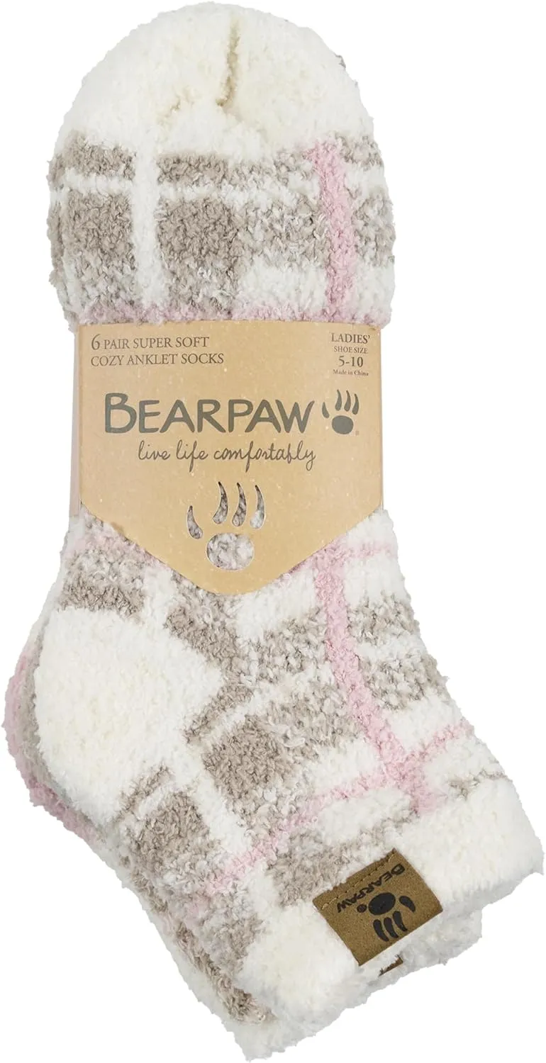 BEARPAW Ladies 6 Pair Pack Cozy Super Soft Warm Lounge Socks Multi Color Patterned Ankle and Low Cut Packs