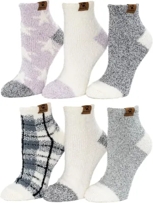 BEARPAW Ladies 6 Pair Pack Cozy Super Soft Warm Lounge Socks Multi Color Patterned Ankle and Low Cut Packs