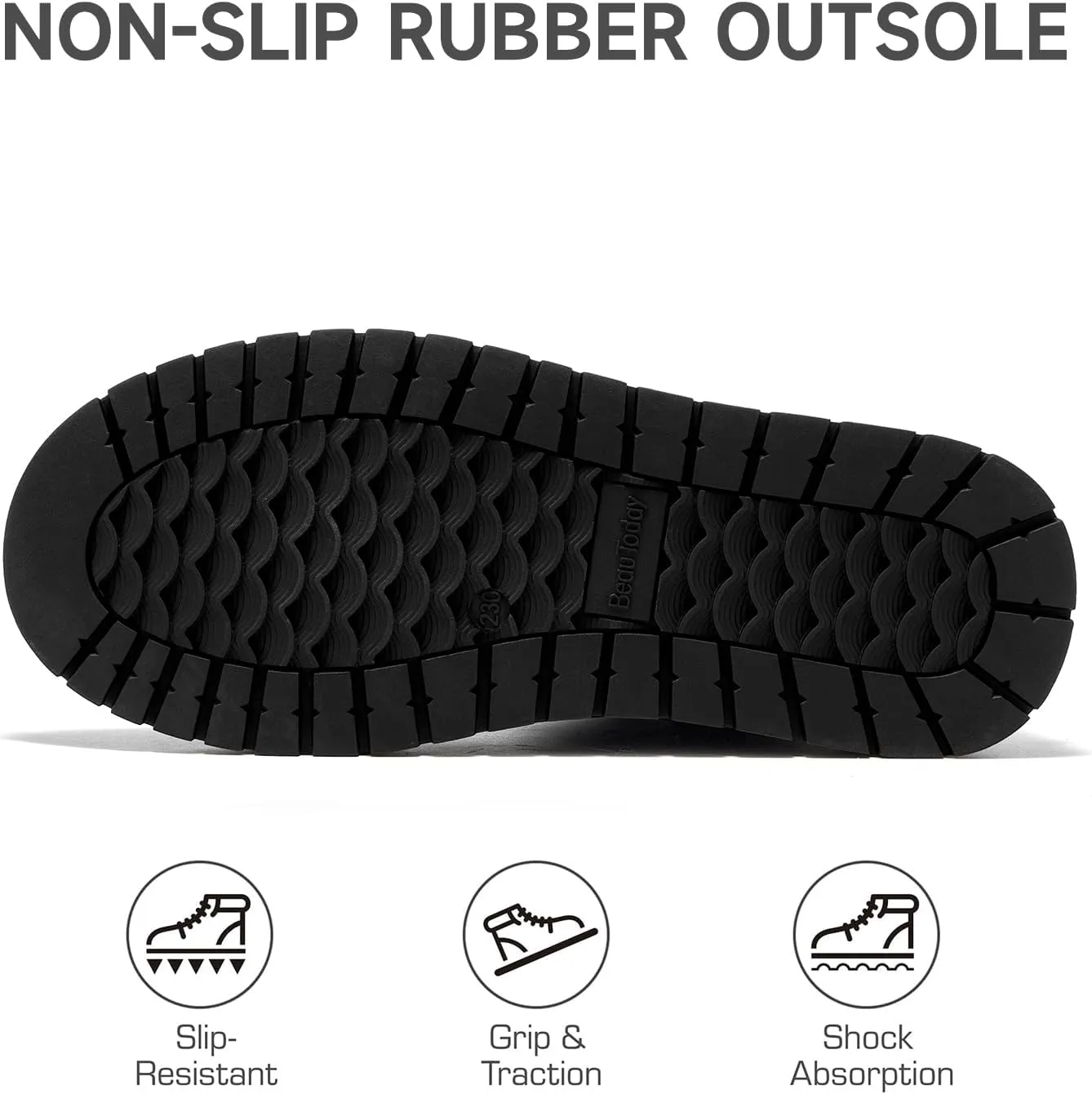BEAU TODAY Womens Platform Ankle Boots Genuine Sheepskin Mini Boots for Women Comfortable Anti-Slip Snow Boots Pull-on Walking Winter Boots Outdoors