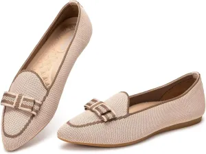 BEJINASH Women's Loafer Flats Casual Knit Fabric Lightweight Dressy Shoes Washable Elegant Pointed-Toe lace-up Bow Shoes Comfortable Ballet Shoes for Women Perfect for Daily
