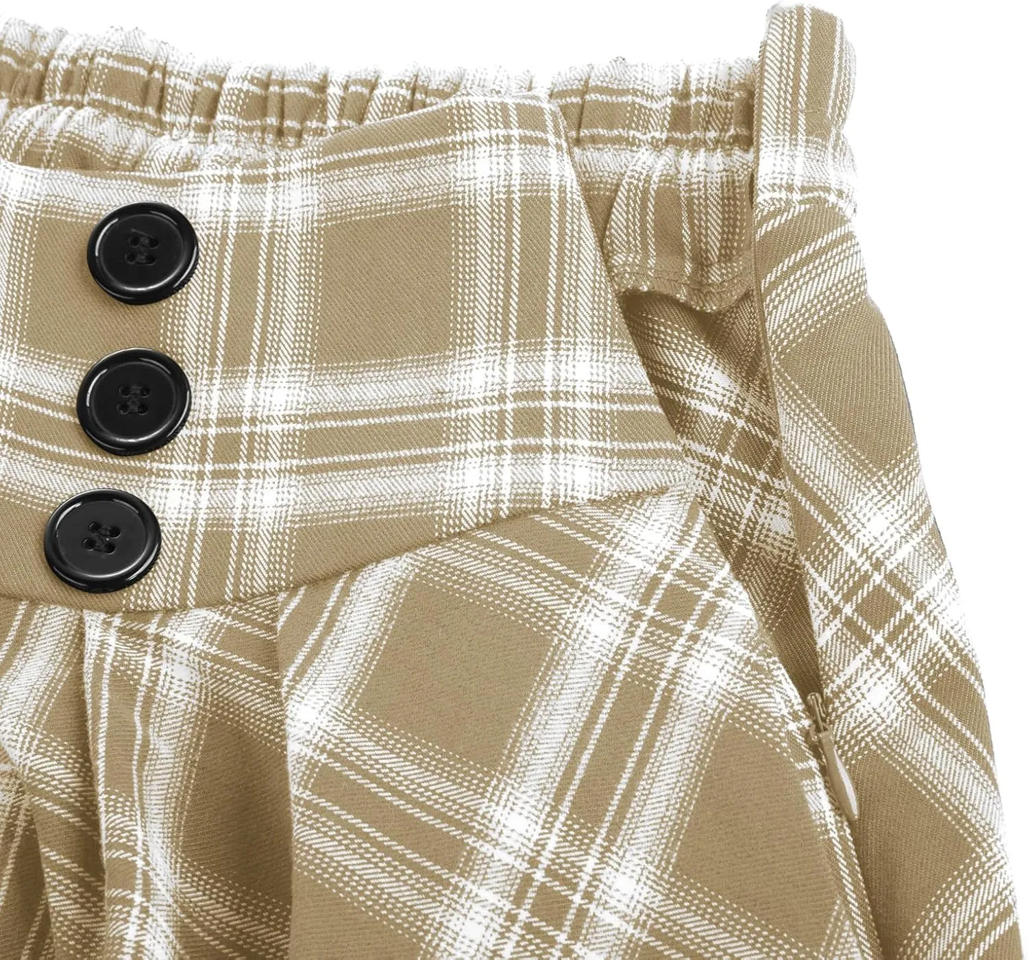 Belle Poque Vintage Plaid Skirt for Women High Waisted Midi A-line Skirts Pleated Skirt with Pockets