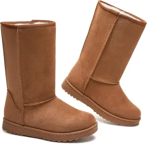 BENPAO Winter Snow Boots for Women Warm Mid Calf Boots Black Fuzzy Boots Comfortable Fur Lined Booties