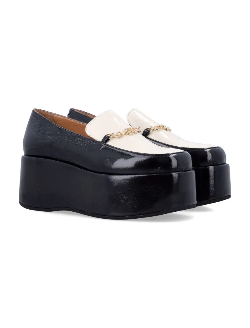 Bicolor Patent Platform Loafers