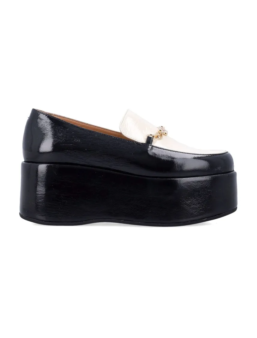 Bicolor Patent Platform Loafers