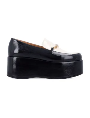 Bicolor Patent Platform Loafers