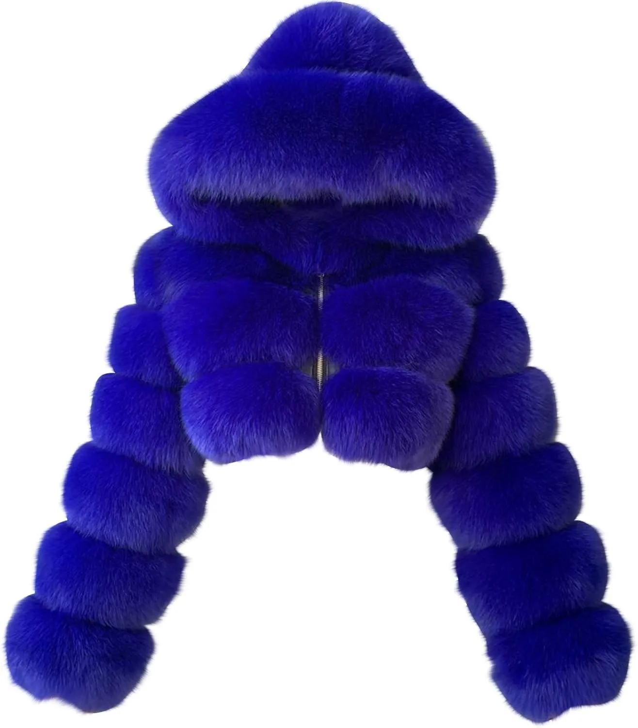 Bidobibo Faux Fur Coat Women with Hood Cropped Bubble Coats Fleece Short Warm Jackets Plus Size Winter Coats for Women