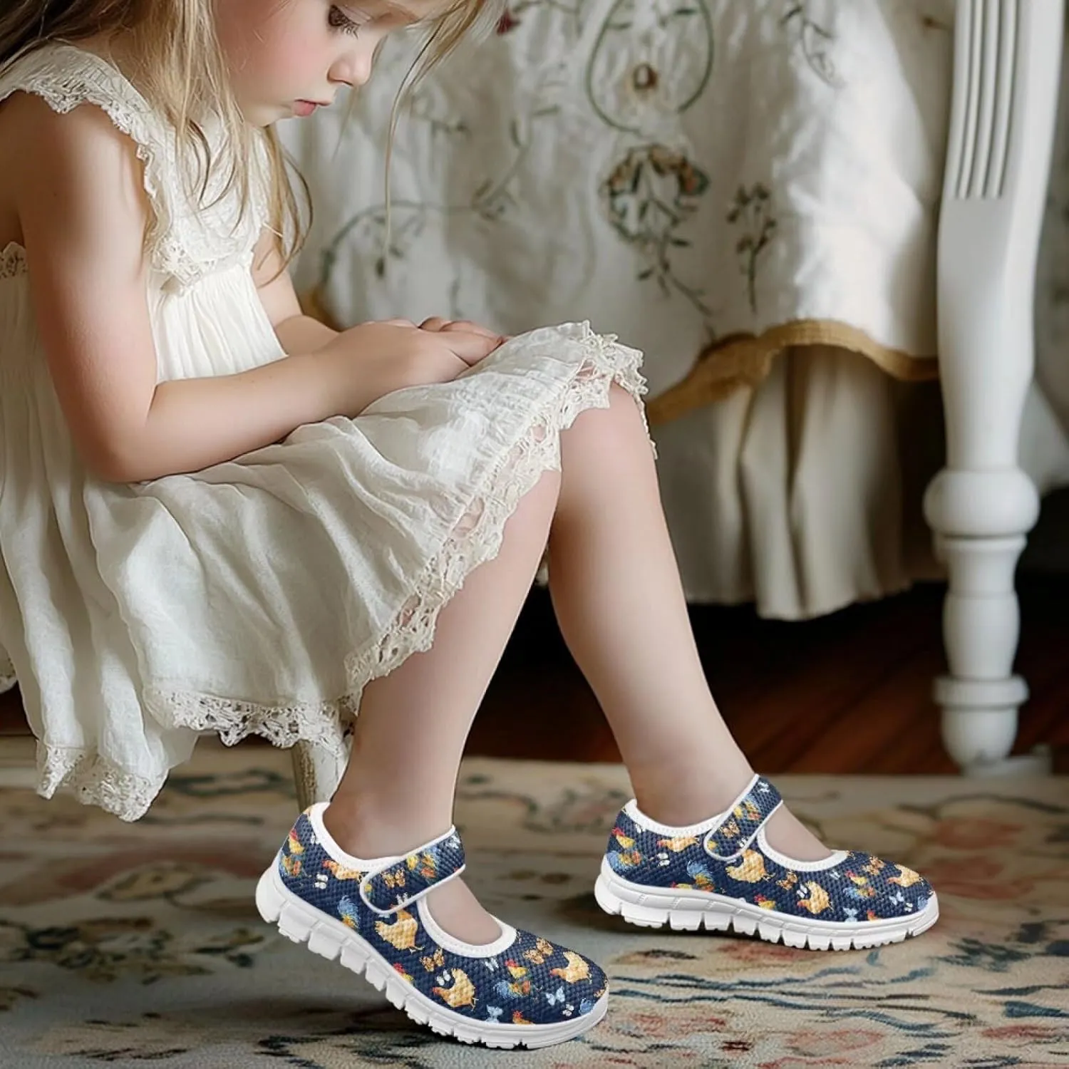 BIGCARJOB Mary Janes Shoes for Little Kids Tennis Shoes Flats Cute Ballet Dress Shoes School Uniform Shoes Athletic Gym Shoes