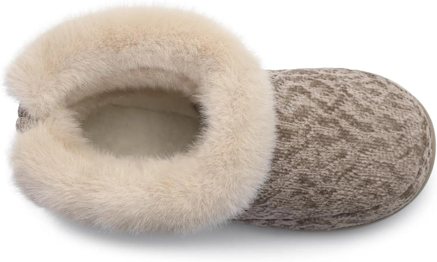 Bigwow Women's Bootie Slippers Fuzzy Lined Knit Ankle Boots Cozy House Slipper Non-Slip Warm Indoor Outdoor Booties Shoes with Plush Collar