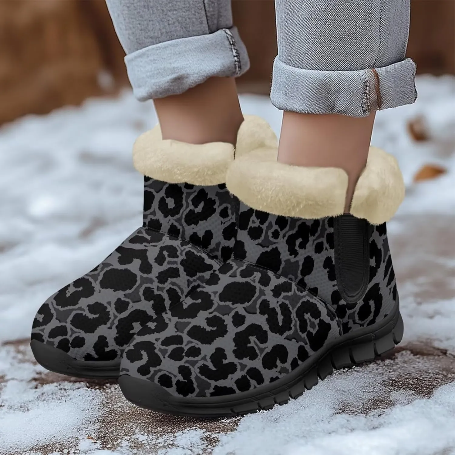 Binienty Winter Snow Boots for Women Fuzzy Warm Mid Calf Booties Travel Outdoor