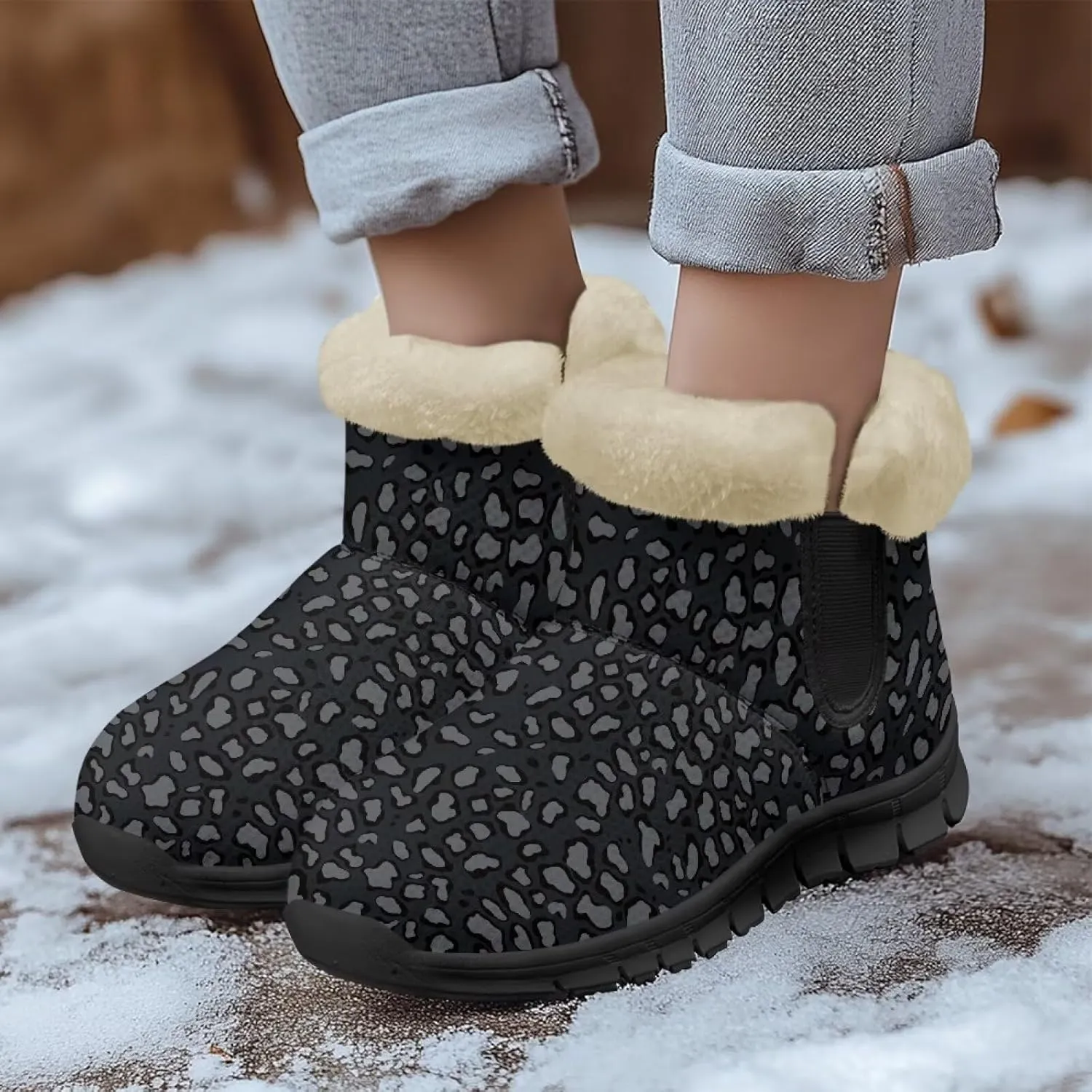 Binienty Winter Snow Boots for Women Fuzzy Warm Mid Calf Booties Travel Outdoor