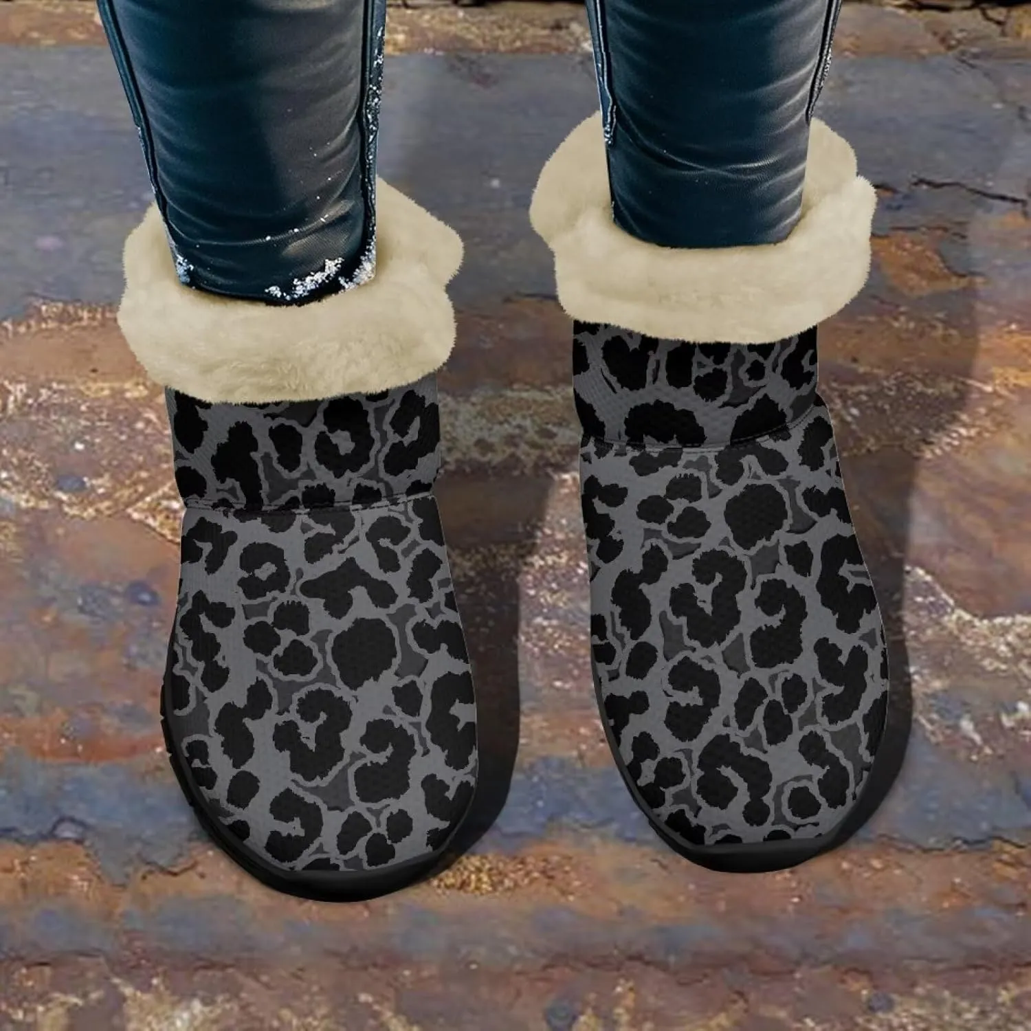 Binienty Winter Snow Boots for Women Fuzzy Warm Mid Calf Booties Travel Outdoor
