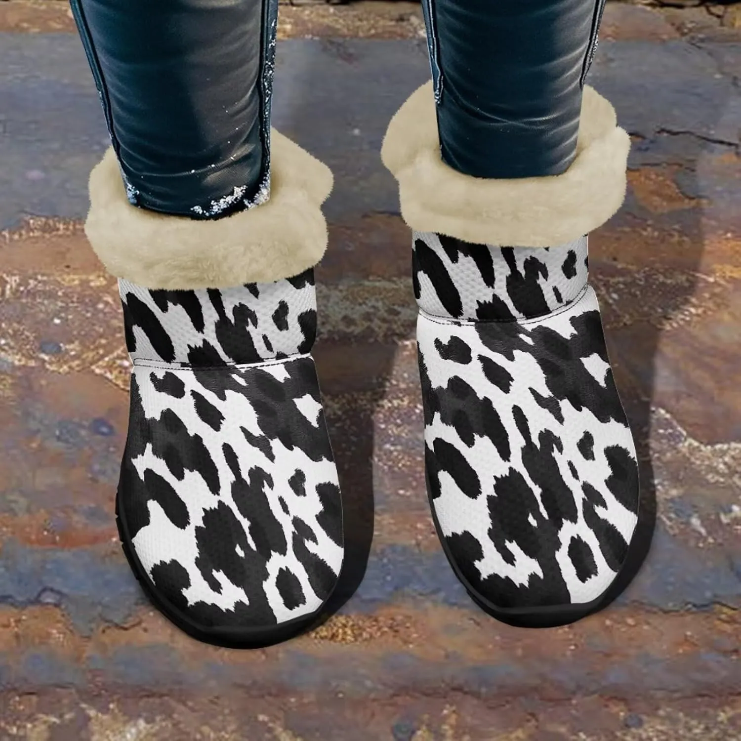 Binienty Winter Snow Boots for Women Fuzzy Warm Mid Calf Booties Travel Outdoor