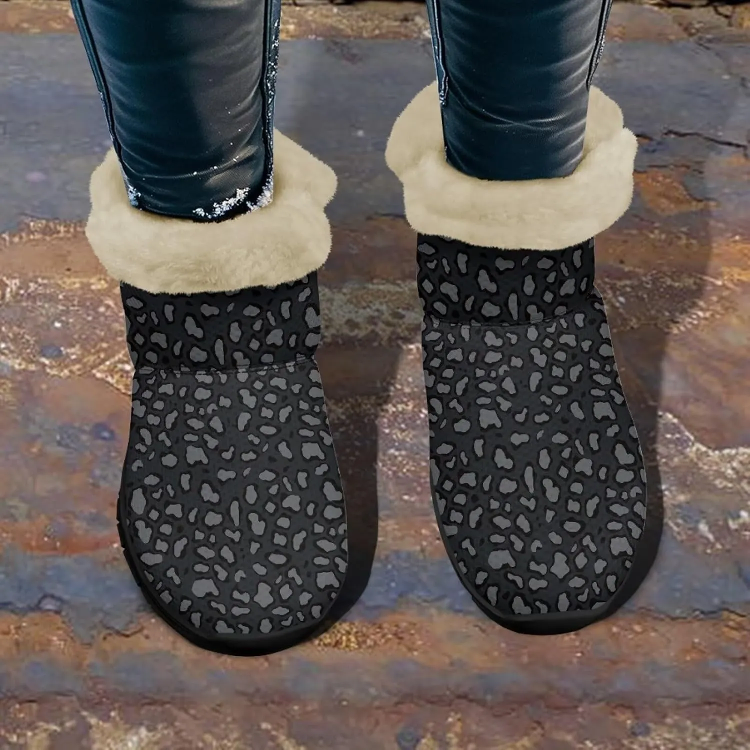 Binienty Winter Snow Boots for Women Fuzzy Warm Mid Calf Booties Travel Outdoor
