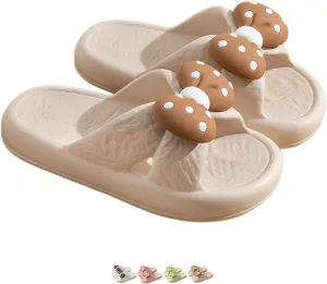 Bow Tie Slippers for Women Indoor Cute Summer Home Open Toe Slides Sandals Bow House Slippers Cozy Bedroom Shoes Slippers with Bows Comfy Lightweight Soft Sole Slip On Slippers