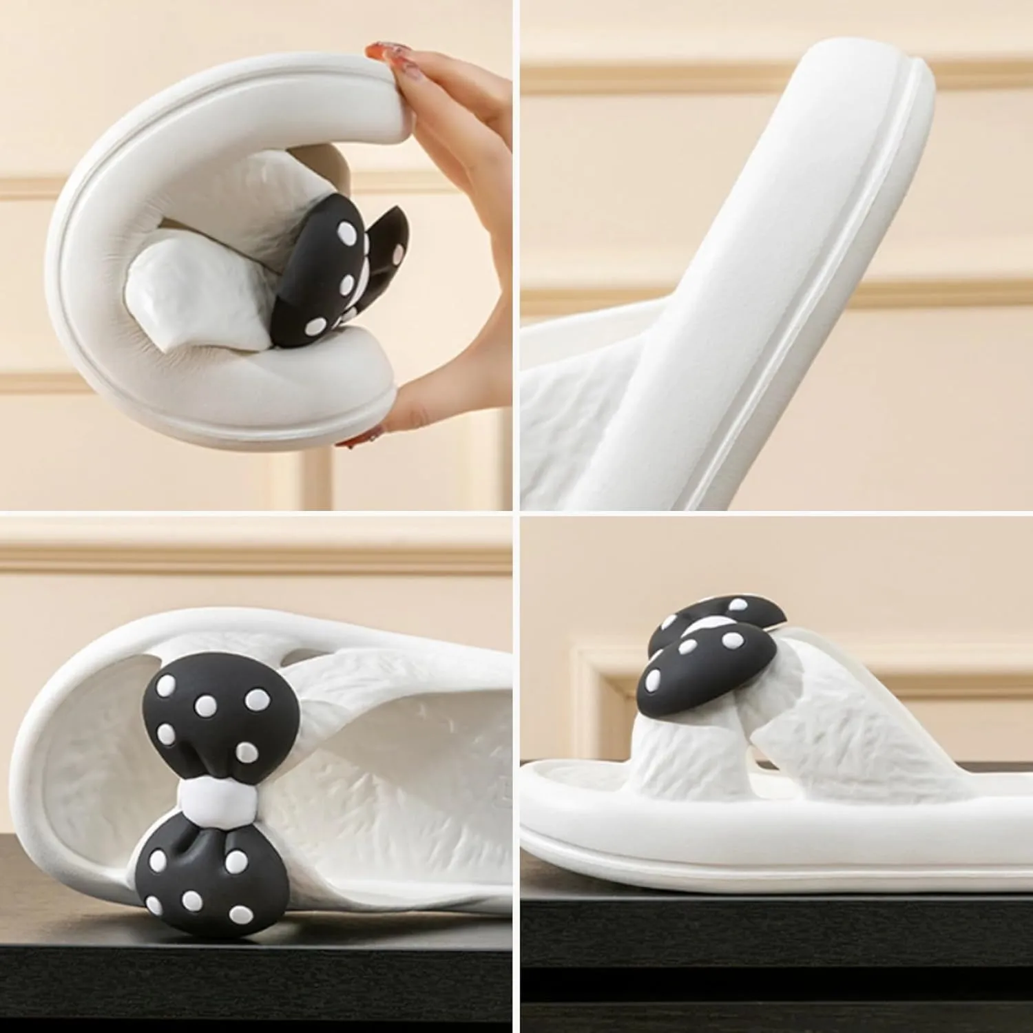 Bow Tie Slippers for Women Indoor Cute Summer Home Open Toe Slides Sandals Bow House Slippers Cozy Bedroom Shoes Slippers with Bows Comfy Lightweight Soft Sole Slip On Slippers