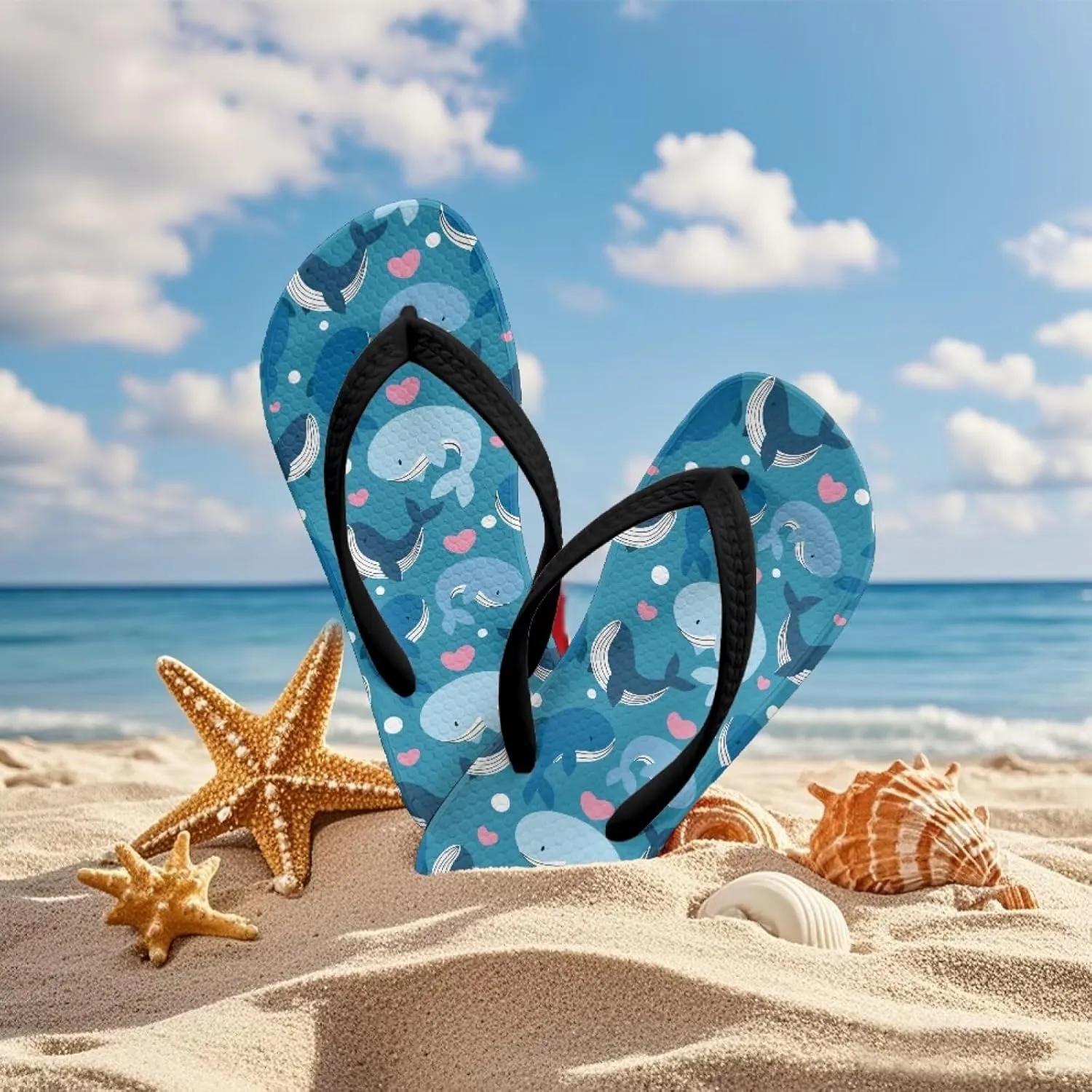 Boy Girls Slide Sandals and Thongs for Beach and Boats - Kids Flip Flops with Cartoon Print