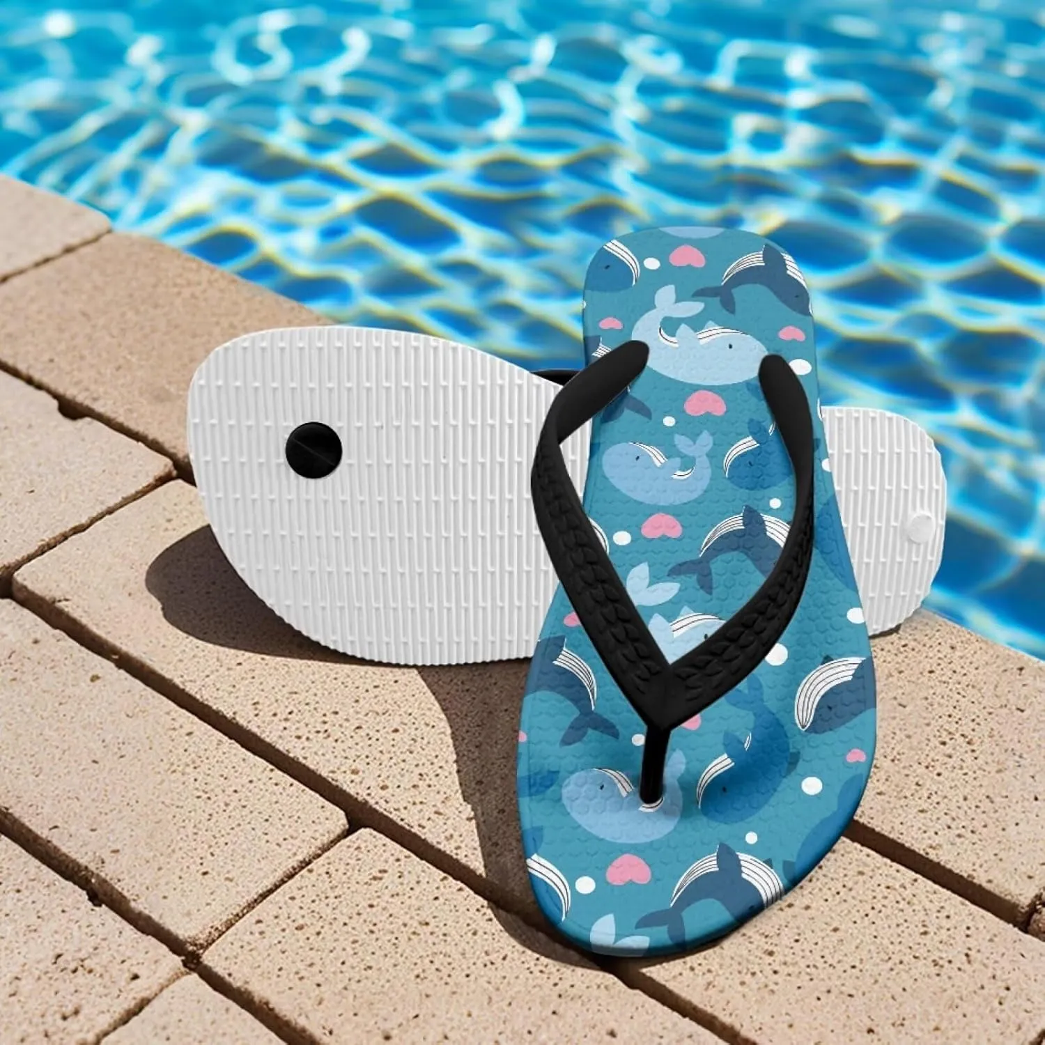 Boy Girls Slide Sandals and Thongs for Beach and Boats - Kids Flip Flops with Cartoon Print