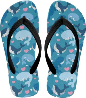 Boy Girls Slide Sandals and Thongs for Beach and Boats - Kids Flip Flops with Cartoon Print