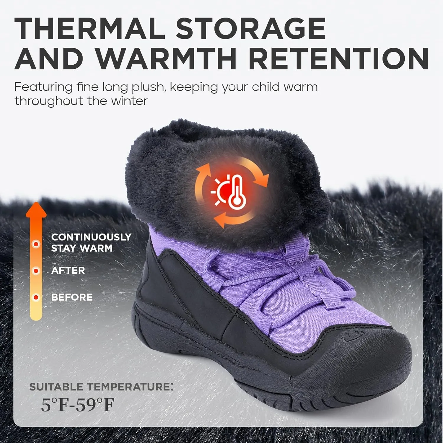 Boys Girls Snow Boots Waterproof Outdoor Sport Warm Cozy Anti-Slip Lightweight Winter Shoes for Toddler/Little/Big Kid