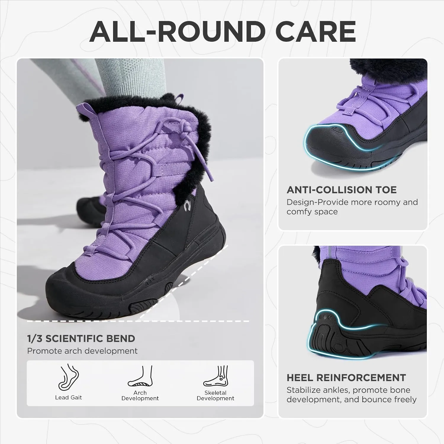 Boys Girls Snow Boots Waterproof Outdoor Sport Warm Cozy Anti-Slip Lightweight Winter Shoes for Toddler/Little/Big Kid
