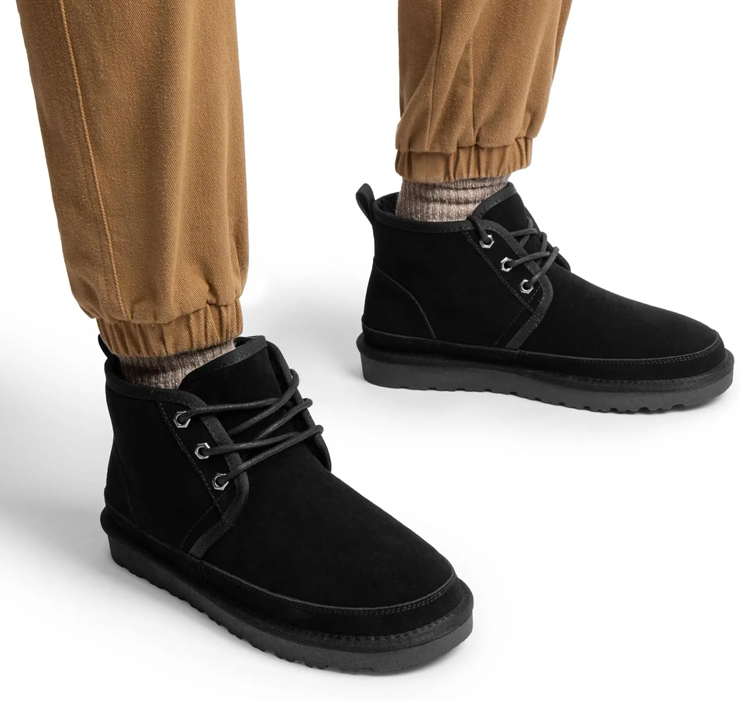 Bruno Marc Men's Winter Snow Boots FuzzyGo Cozy Suede Leather Cold Weather Warm Outdoor Casual Ankle Boots