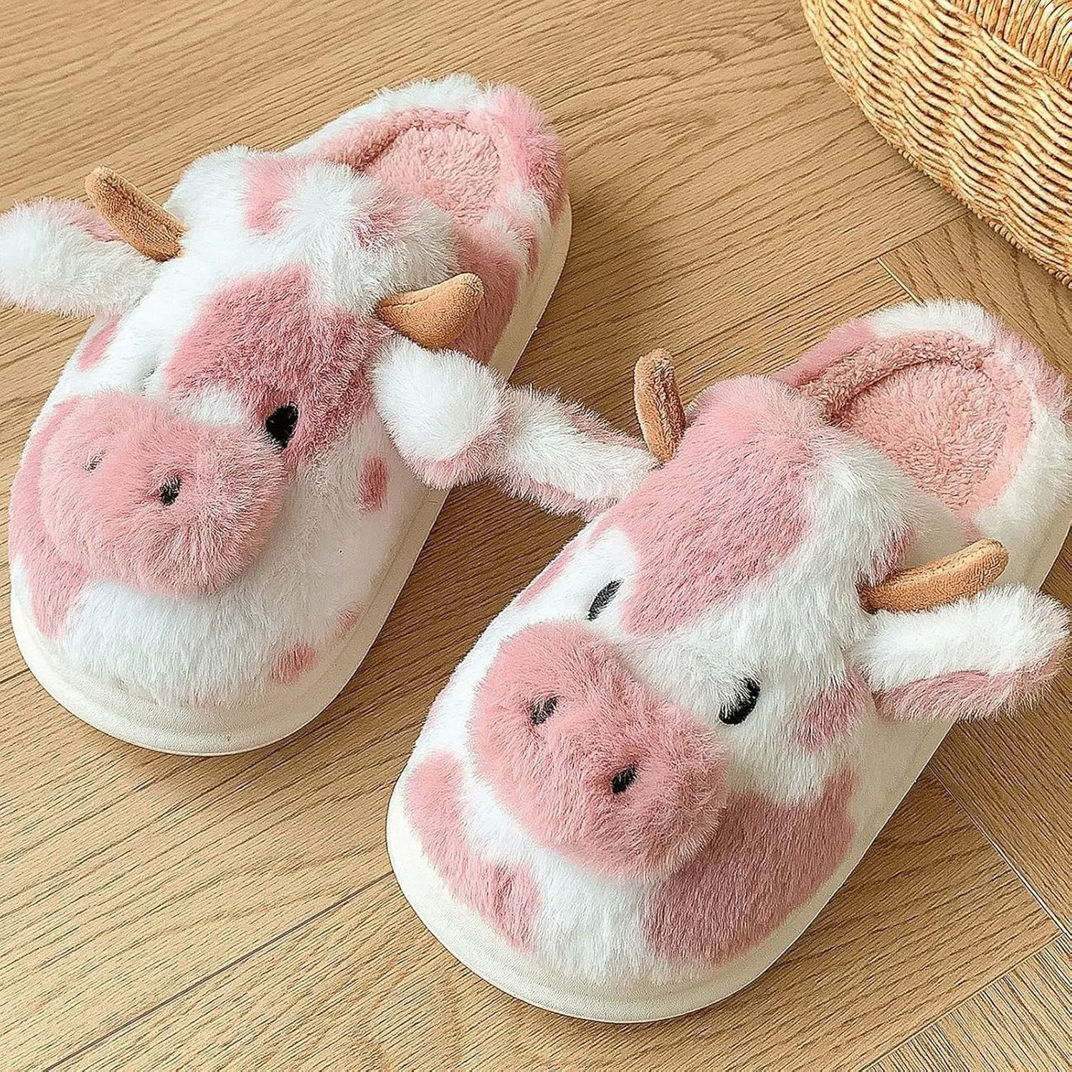 Bunny Animal Slippers for Women and Men Cute Bow Fuzzy Fluffy Comfy Funny Furry Rabbit House Slipper for Indoor Outdoor