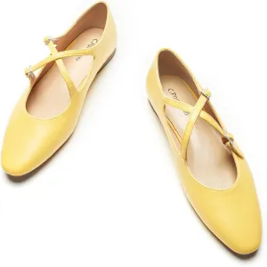 C. Paravano Women's Mary Jane Ballet Flats - Adjustable Buckle Strap,Soft Leather Almond Toe Flats for Work,Casual, Daily Wear, Wedding, Church, Office, and Travel and Driving-Stylish Women's Shoes